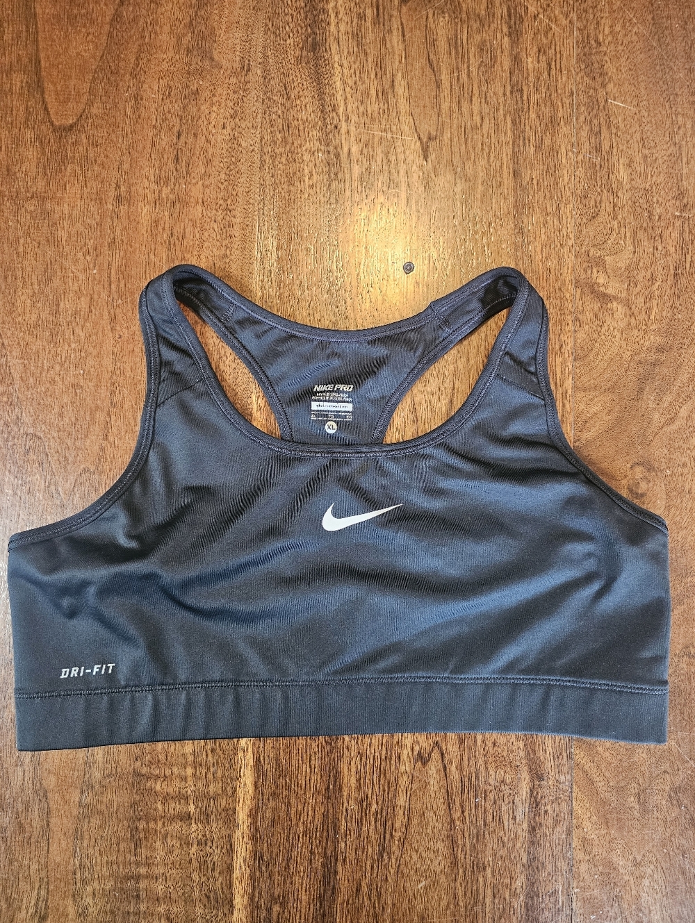 NIKE Dri Fit Active Black Fitted Workout Sports Bra Racer Back Size XL